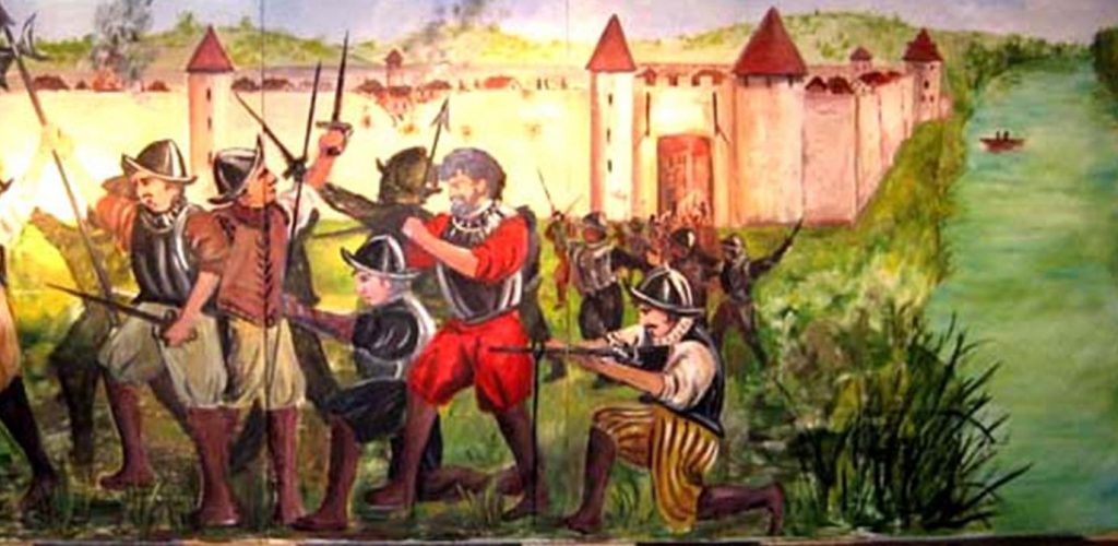 peinture evoquant la bataille