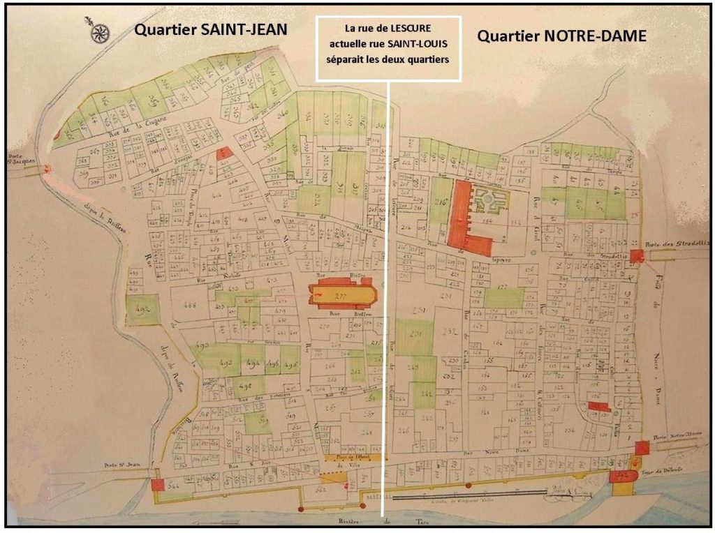 deux sections de la ville