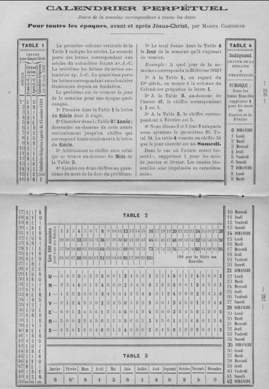 calendrier perpetuel